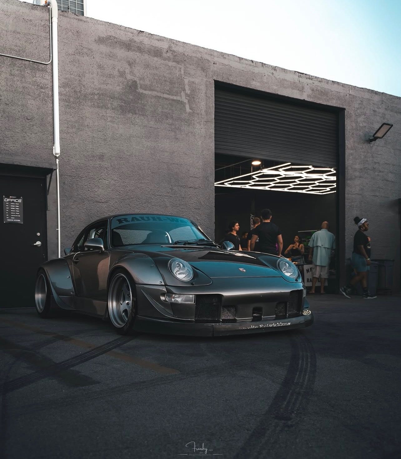 RWB Porsche 911 outside the shop at a Miami event